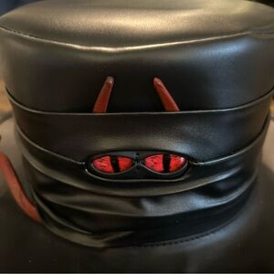 Black and Red Leather Hat